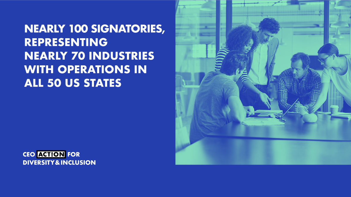 Excited to work w/ 100 new and 270+ total leaders to make our workplace + communities more inclusive: bit.ly/2tGlt8K #CEOAction
