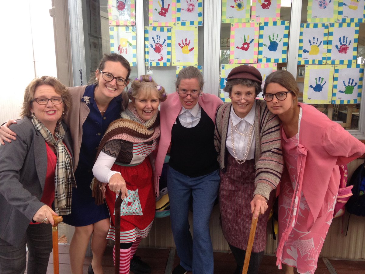 amy_gransden's tweet photo. Bit of a worry if we are feeling this old in Week 2! Yr 1 team at @vasseps celebrating #100daysofschool https://t.co/t1wBQp2KRr