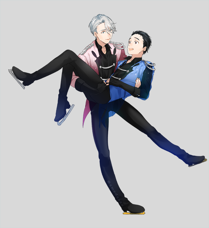 勝生勇利 ,ヴィクトル・ニキフォロフ 「はなそば 」|アメダのイラスト