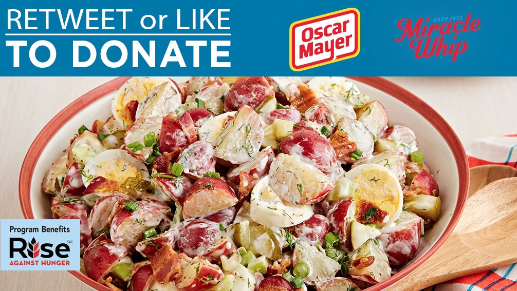 RT or Like this Dill Pickle Potato Salad with Bacon Recipe &amp; we'll donate 1 meal to help #FeedtheWorld2017. kraft.us/2taVrFB
