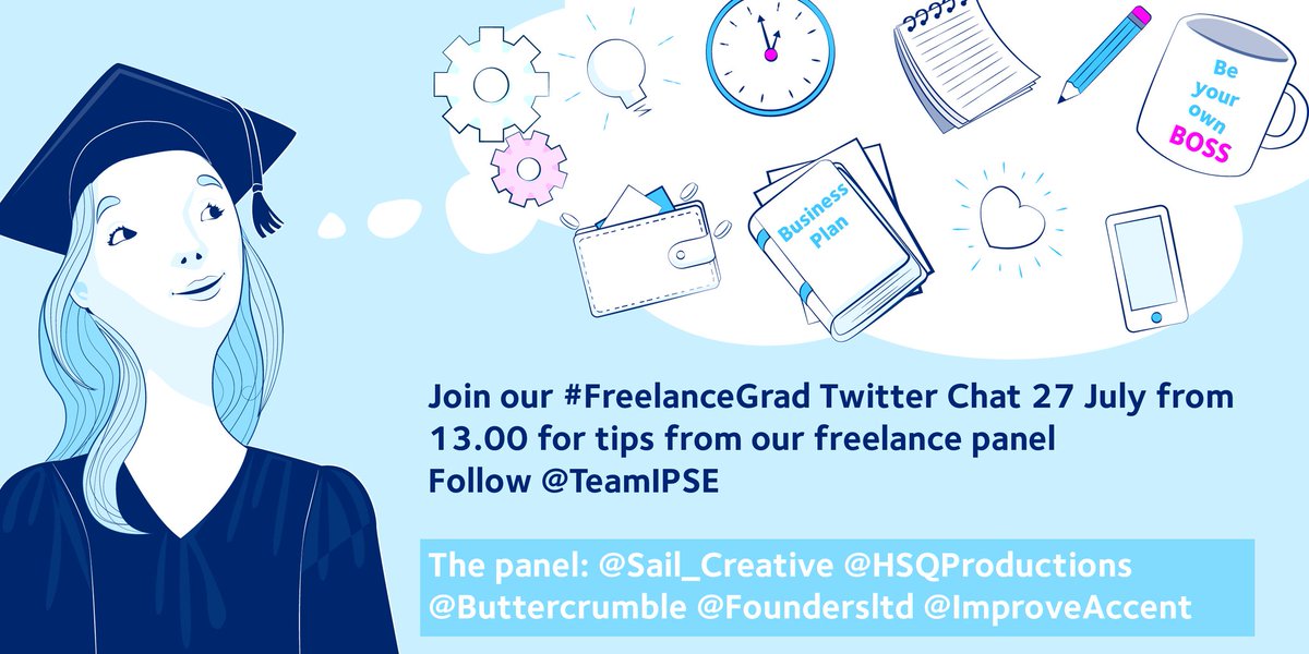 #freelancegrad chat Thurs 1pm @Sail_Creative <a href="/HSQProductions/">HSQ Productions</a> <a href="/Buttercrumble/">Buttercrumble</a> @Foundersltd <a href="/ImproveAccent/">Luke Nicholson</a> - tips on starting as a #freelancer