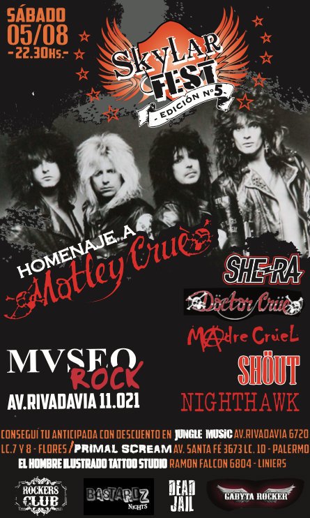 MotleyFansArg's tweet photo. Is back the #SkylarFest, for the fifth consecutive year. The only tribute to @MotleyCrue realized by fans. @thevinceneil @NikkiSixx https://t.co/xXdk1i8CAZ