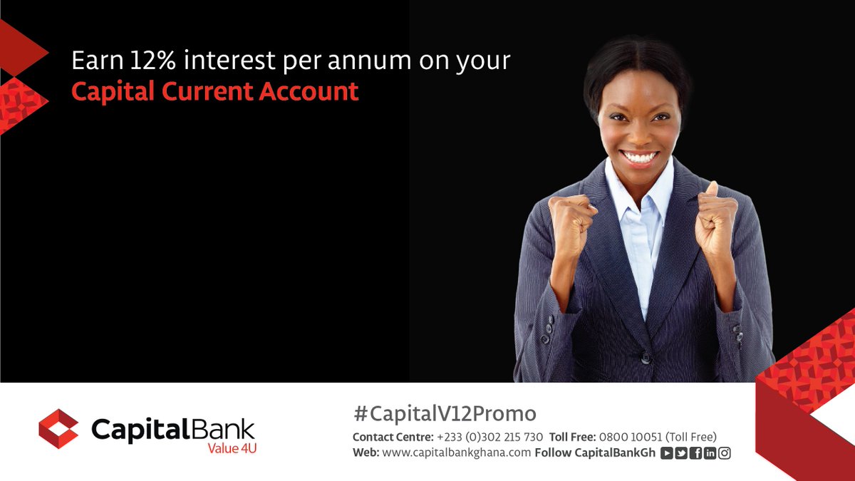 GCBBankPLC's tweet photo. Don't just save, GROW your money! Earn 12% interest p.a on your Current & Savings Accounts. #V12Promo. Start now: https://t.co/O05nBXL1IZ https://t.co/NjPu2LeJma