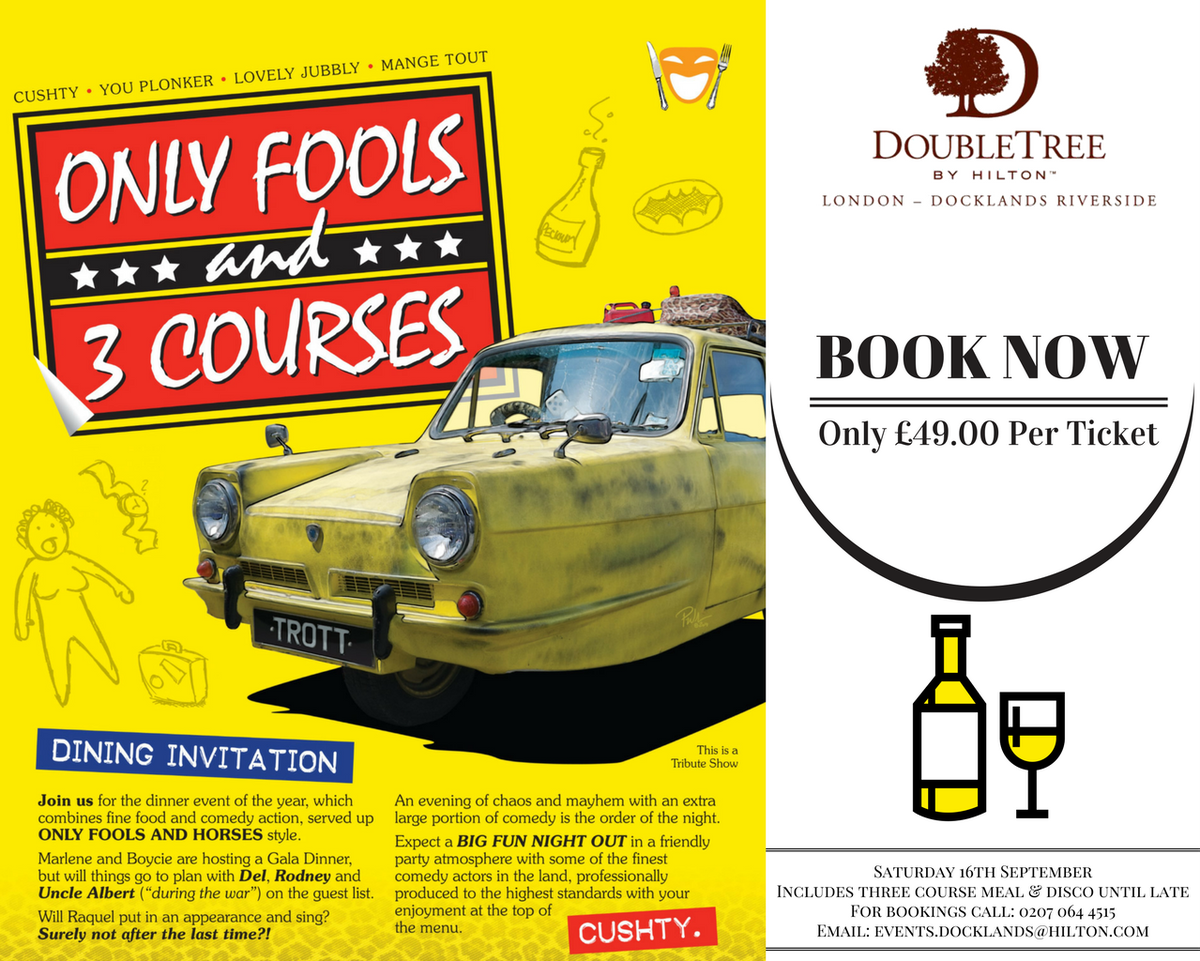 ColumbiaRest's tweet image. Tickets selling fast for our Only Fools &amp;amp; Three Courses comedy night on 16/09/17. Call now to save disappointment. #OnlyFoolsandHorses #LDN