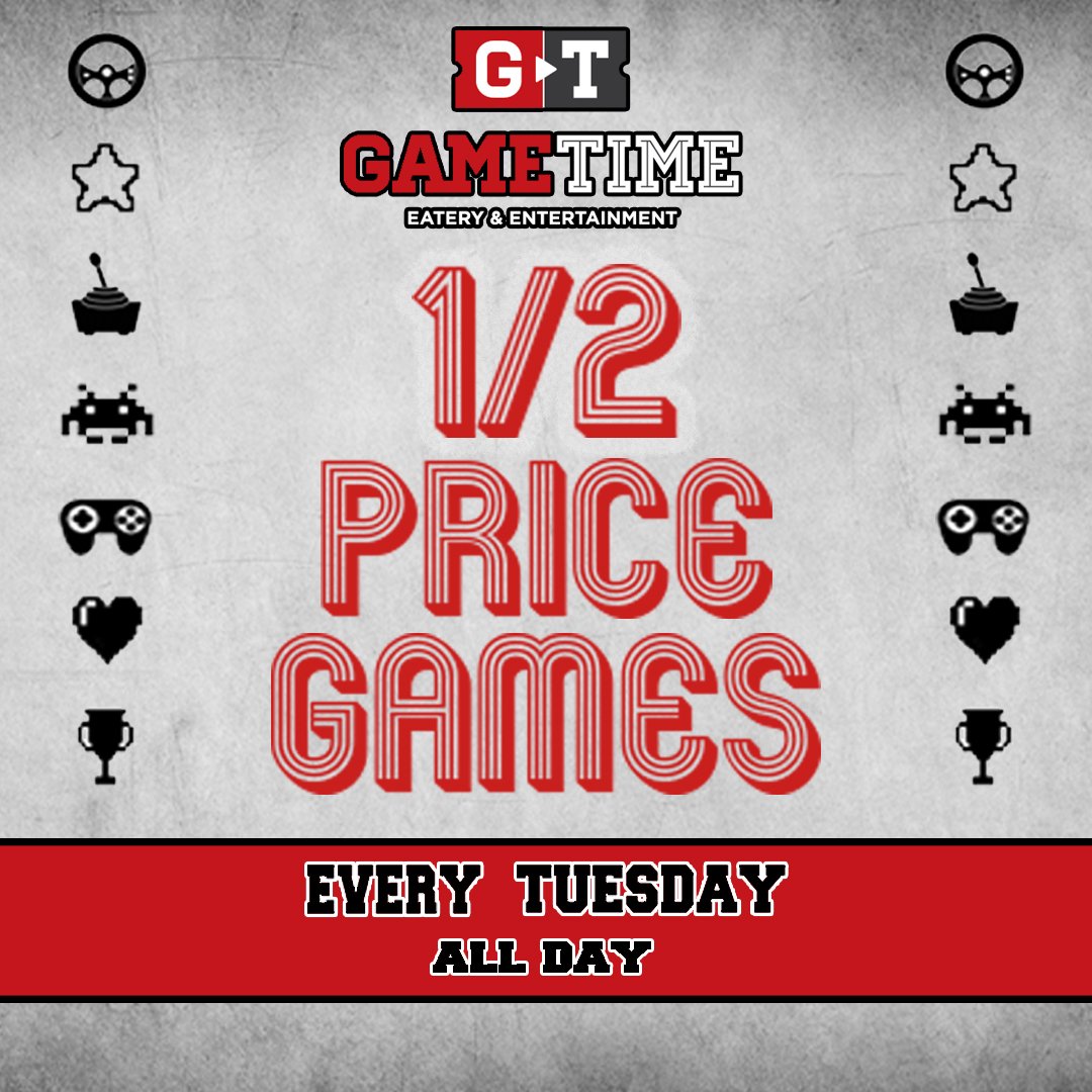 Gametime_Fun's tweet image. 🏁🏃‍♂️🏃‍♀️Race over to the @gametimebtfd location for 1/2 Price Games ALL DAY today ! #ItsGameTime #HalfThePrice #DoubleTheFun 🎮🕹️🏆🎟️💥