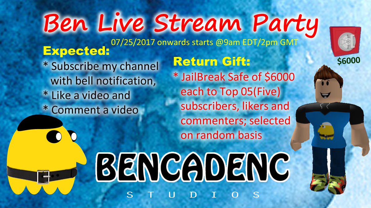 Livestreamparty Hashtag On Twitter - watch 50 subs live stream roblox jailbreak military
