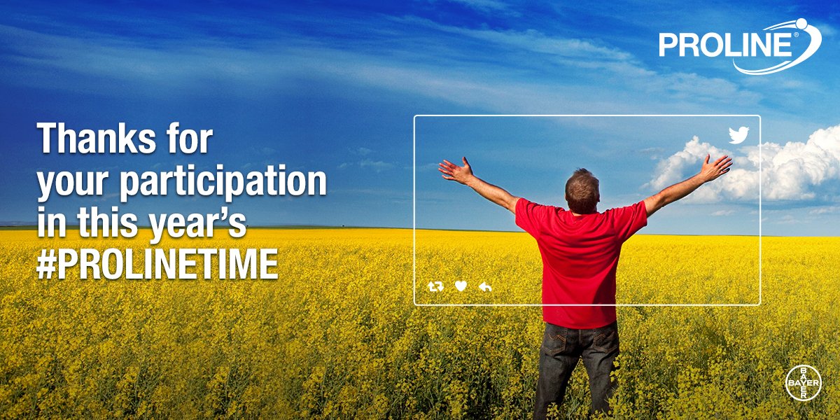 Bayer4CropsCA's tweet photo. Thanks to all who participated in our 2017 #ProlineTime
contest. Watch for the winners to be announced! It could be you. https://t.co/tNFkunWPue