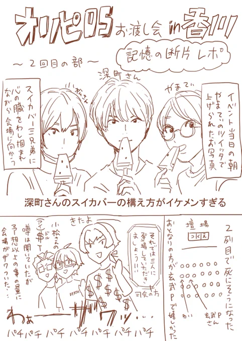オリピ香川お渡し会レポ漫画みたいなもの!記憶が断片的なので間違ってたらすみません! 