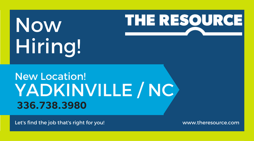 TheResource_Co's tweet photo. We've opened a new office in #YadkinvilleNC! Stop by and let us find the job that's right for you! #ncjobs #workforTheResource https://t.co/1fv6FFCaoS