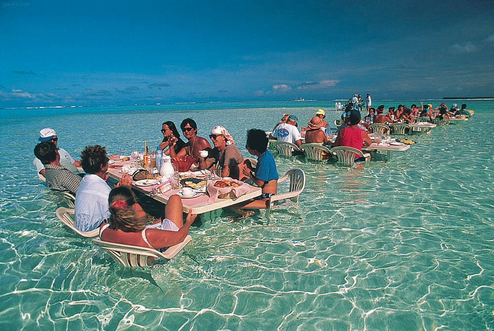 Pro4Travel's tweet photo. Dinner in crystal clear waters of the sea #borabora 
#restaurant #exotic #beach https://t.co/LMq9yVYWG1