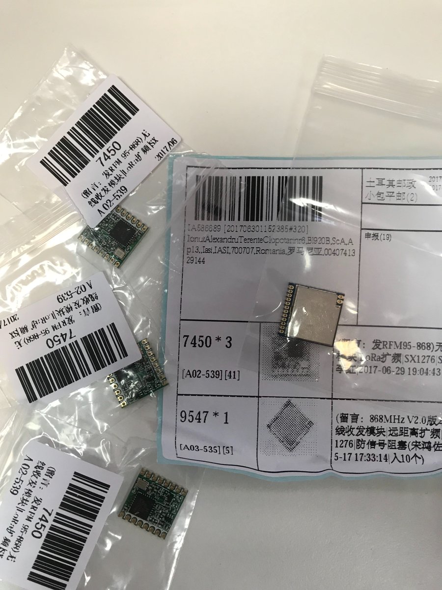 tagonsoft_'s tweet photo. Finally we have some #LoRa communication chips! More data will soon go to the #TTN https://t.co/XxLtNoik20