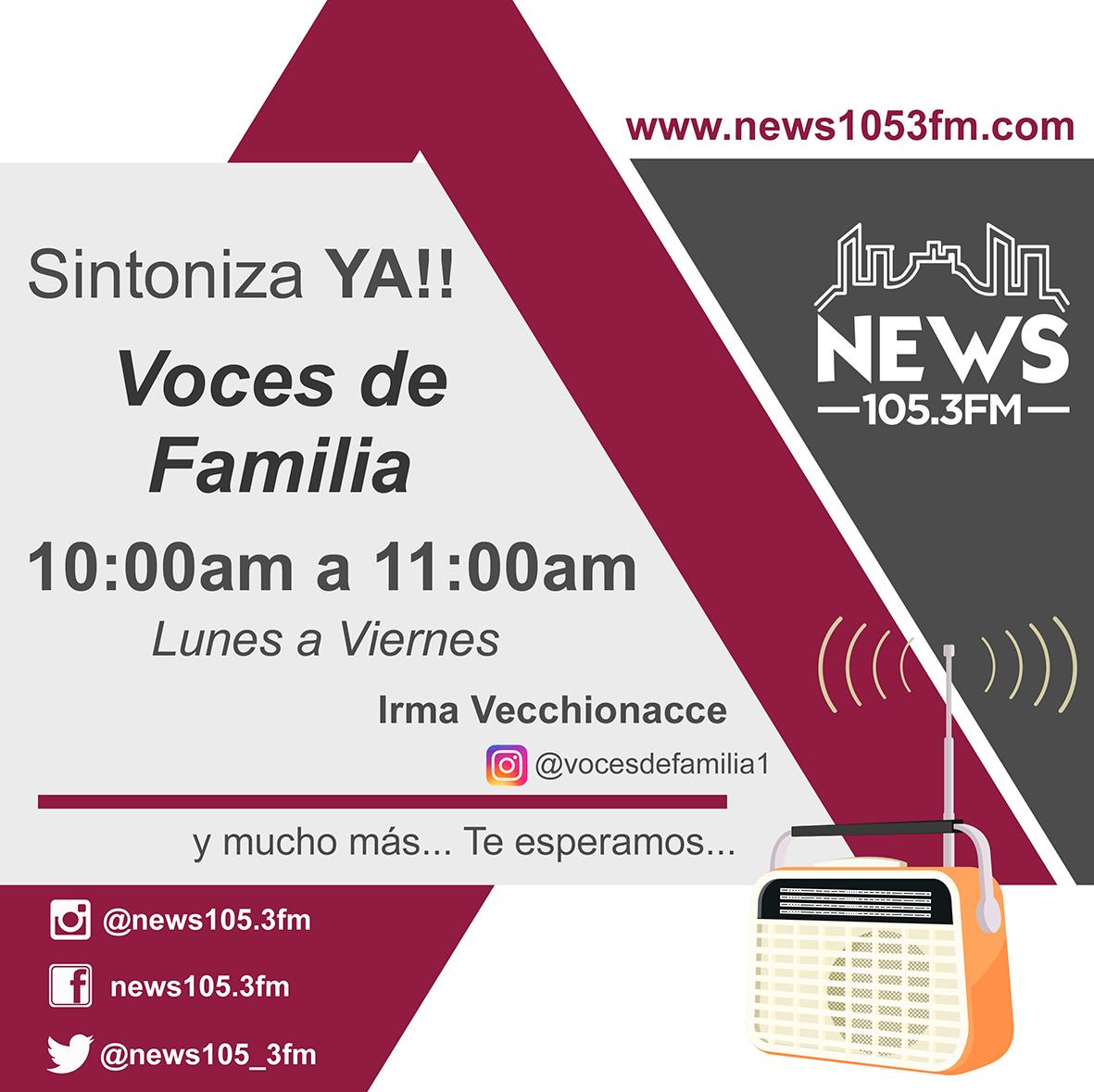 Escucha los temas relacionados a la base de toda sociedad: la familia. Solo en "Voces de Familia" <a href="/vocesdefamilia/">Voces de Familia</a> por #News1053FM #Guayana