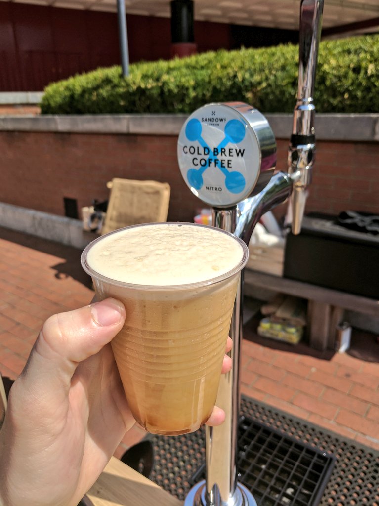 You can now get <a href="/SandowsLondon/">Sandows</a> nitro coldbrew on tap from <a href="/origincoffee/">Origin Coffee</a> in the foyer of the <a href="/britishlibrary/">British Library</a>!