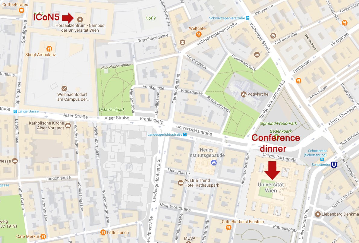 ICON5V's tweet photo. How to get to today's conference dinner, part 1: go to the historic main building of the University of Vienna (google maps screenshot below) https://t.co/Xbox11Bknp