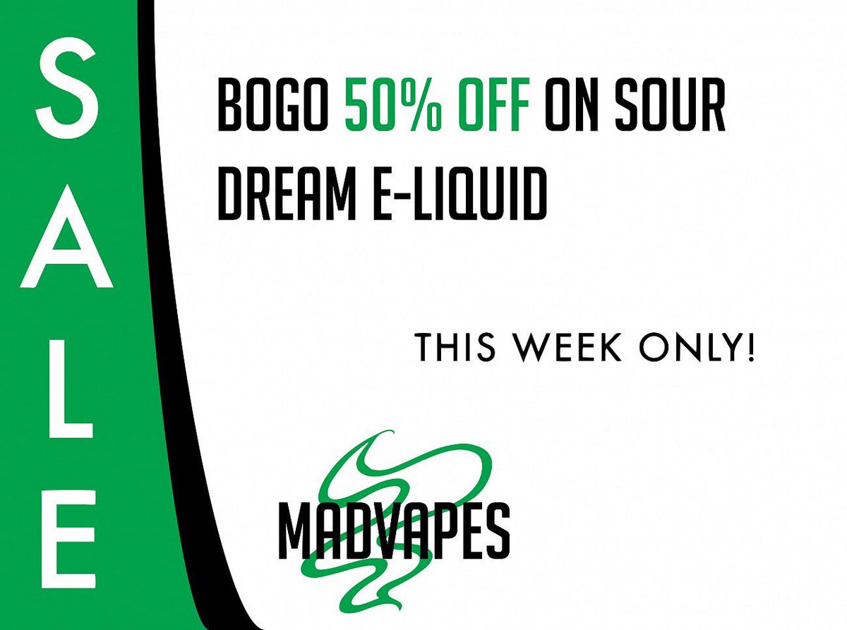 FMadvapes's tweet photo. This weeks sales for 7/24-7/30! You can't miss these deals! #vape #vapes #vapeallday #vapehard  #vapesales #vapeshop #madvapes https://t.co/5hkDMt5WUn