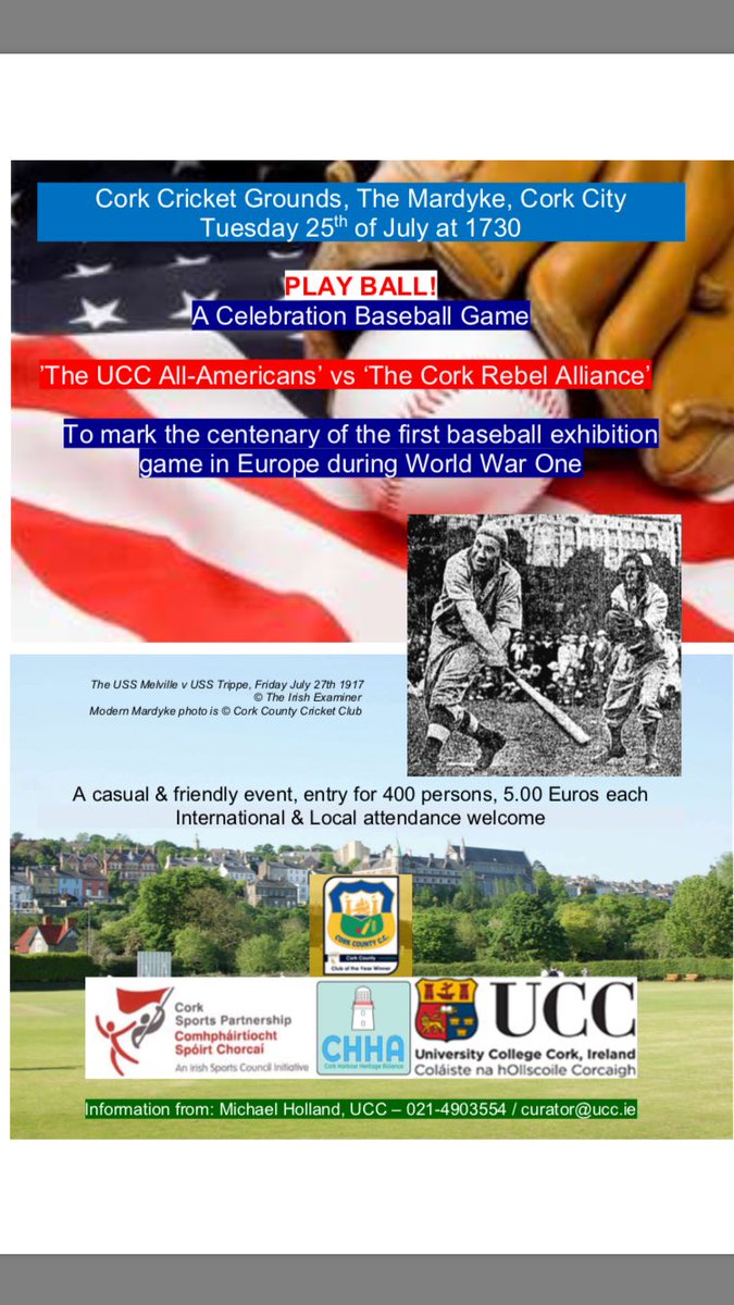baseballireland's tweet photo. A big shout out to @UCC who are organising a Baseball game this evening. This game ... https://t.co/H6NMw0wjEA https://t.co/Jkxuxr2wmB