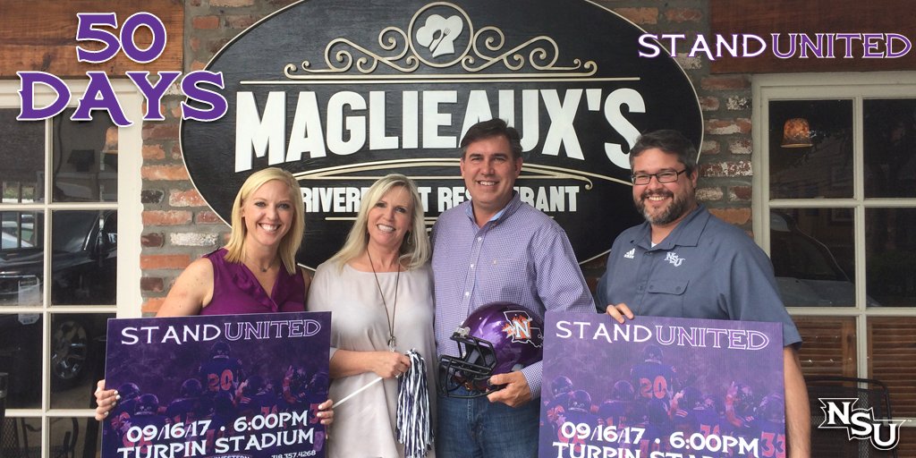 Only 50 More Days Until We Kickoff the 2017 Football Season! Thanks <a href="/maglieauxs/">Maglieaux's</a> for STANDING UNITED with NSU! #StandUnited