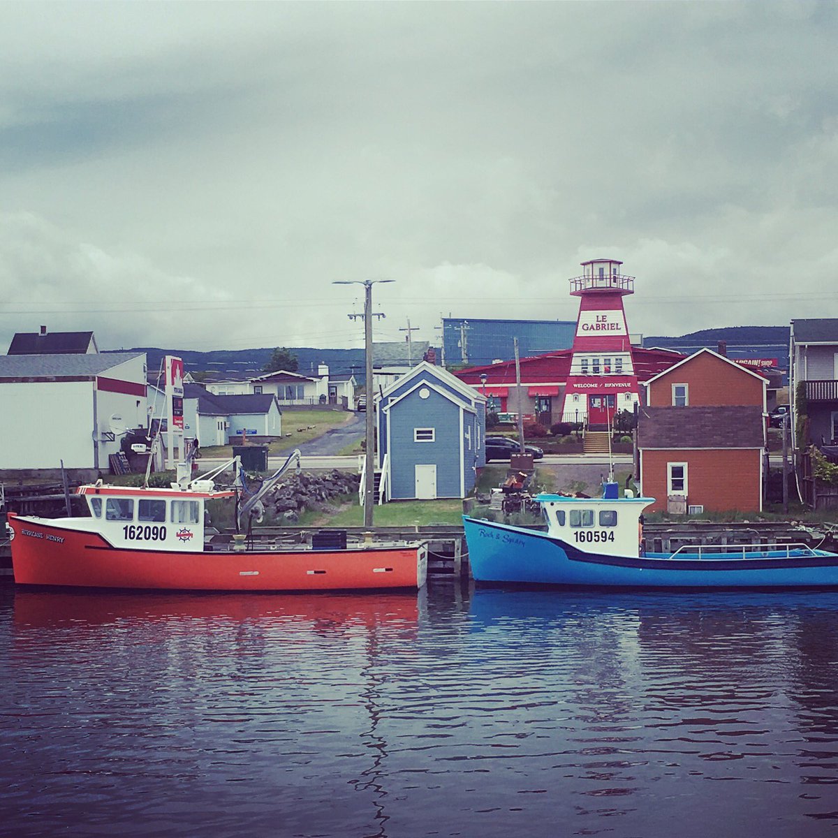 steveslacker's tweet photo. Early morning in beautiful Cheticamp, #CapeBreton. In the background you can see Le Gabriel; the amazing restaurant we were at last night https://t.co/f6IJe6CaOV