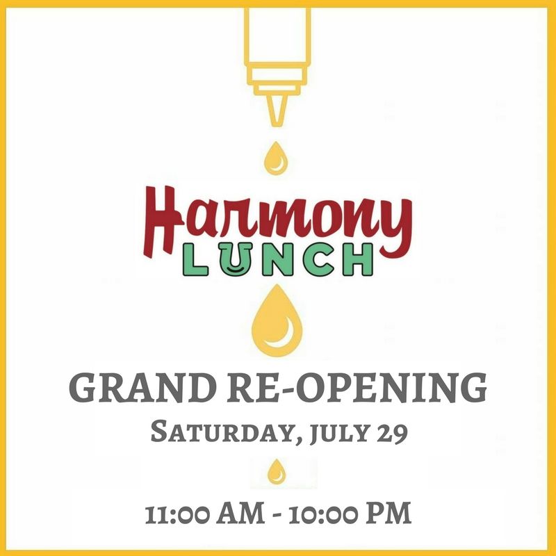 Come out to our grand re-opening on Saturday! We'll have live music and golden ticket giveaways! #CountdownToHarmony