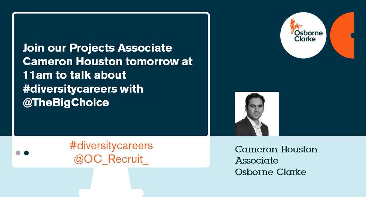 OsborneClarkeUK's tweet photo. Come and join the debate tomorrow with @OC_Recruit_ and @TheBigChoice #diversitycareers https://t.co/eu9m7MPnnk