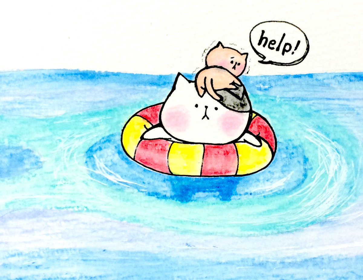 おこにゃん Auf Twitter 猫だけど海好きにゃ 海 浮き輪 好き