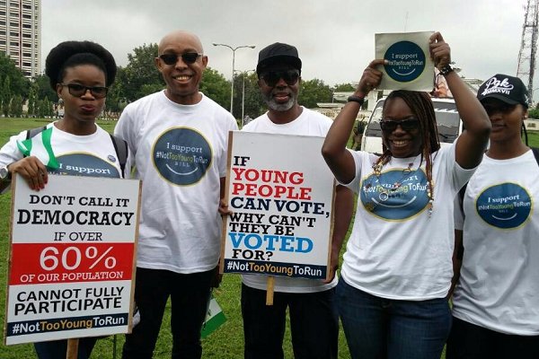 Angry Nigerian youths are on Tuesday protesting in the streets of Abuja during the launch of the #NotTooYoungToRun campaign.