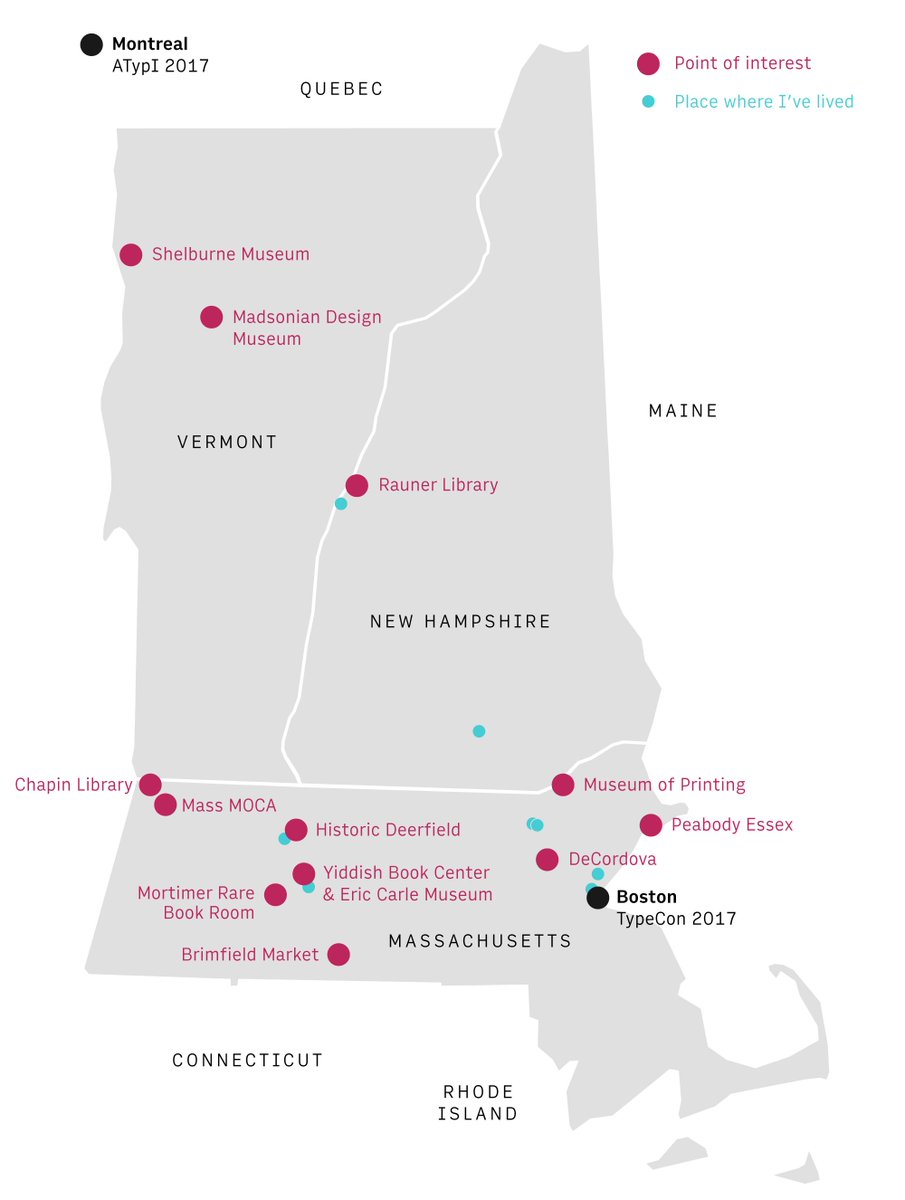 Typographic attractions in New England