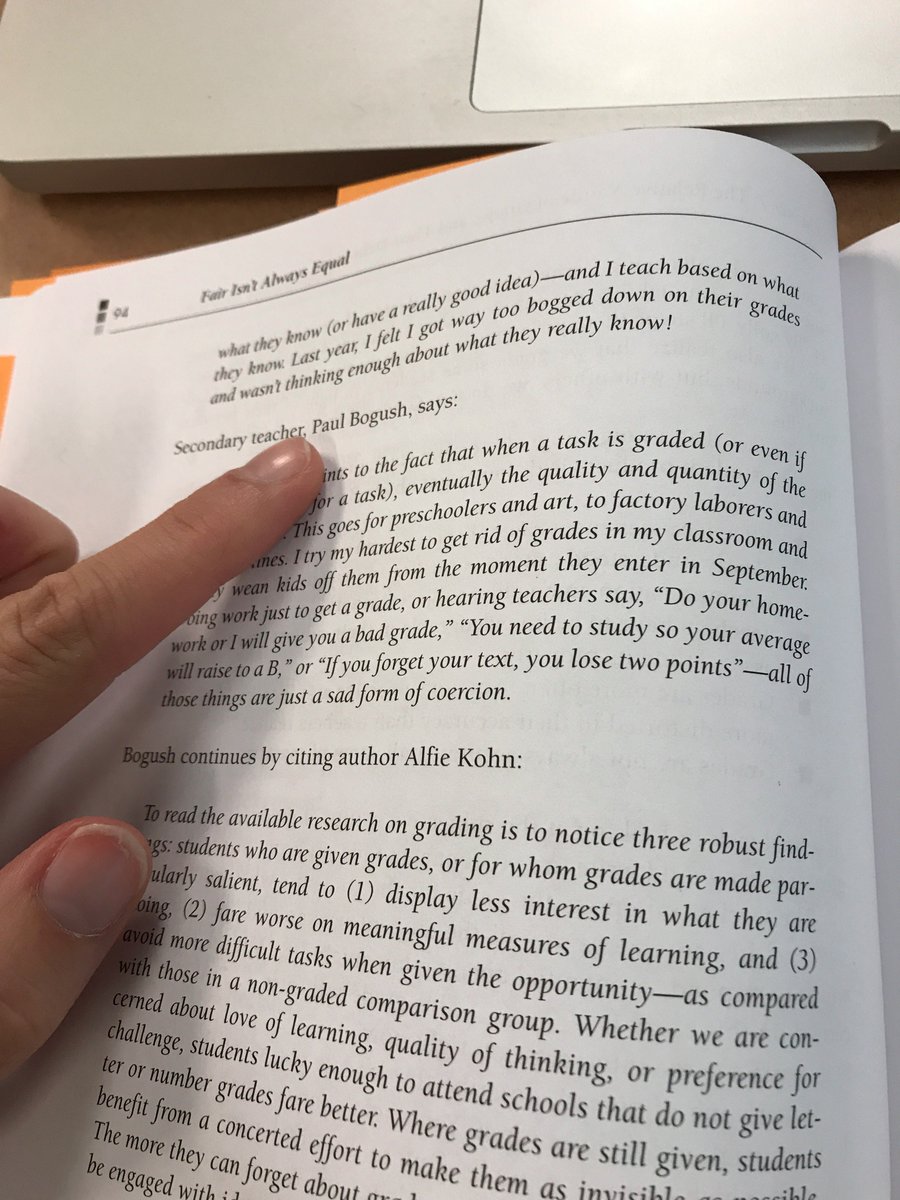 MrsLevesqueMath's tweet photo. @paulbogush Spotted a celebrity while reading "Fair Isn't Always Equal" 😃 #standardsbasedgrading https://t.co/c9OxJHVLI2