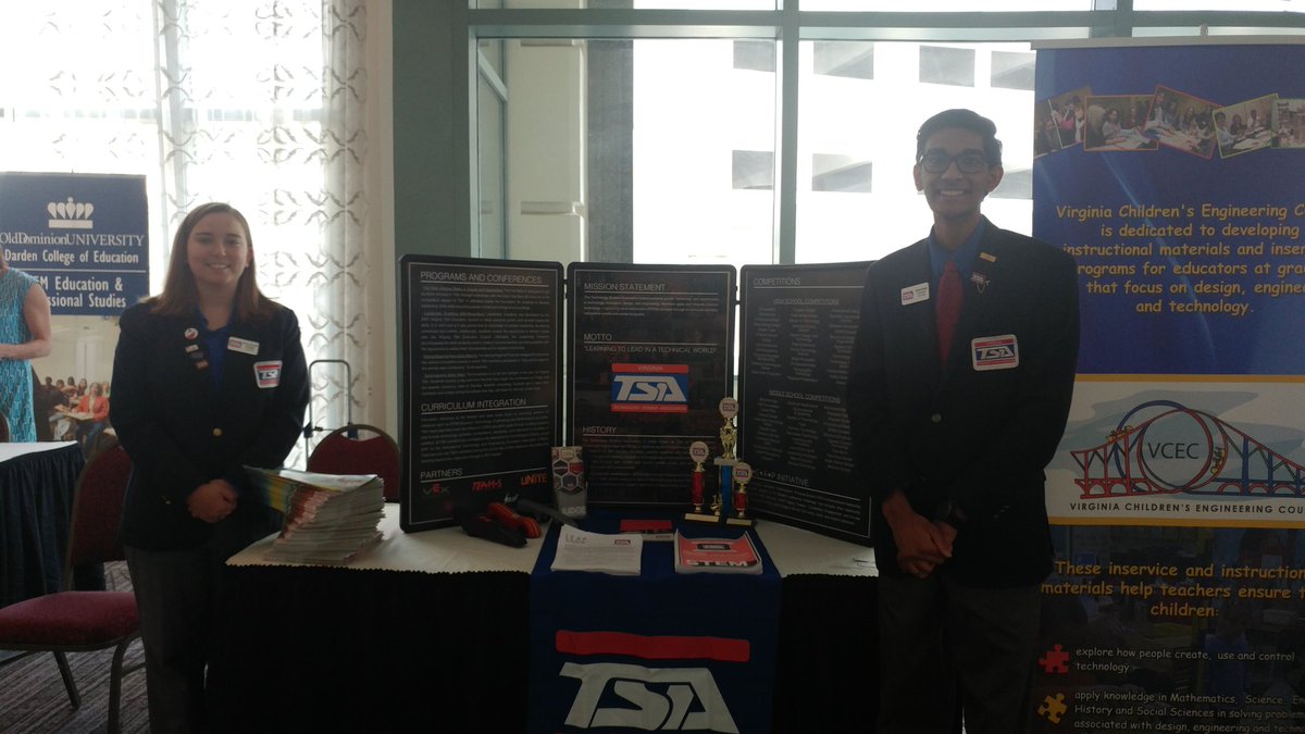 TolleyTSA's tweet photo. The @VirginiaTSA President and the Tidewater Regional President manning the TSA booth at at #VTEEA #VTEEA17 https://t.co/7RVwYrVbcx