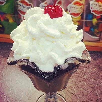 It's National hot fudge sundae day! Enjoy a proper sundae served in glass with handmade hot ganash (super powered fudge) on top.