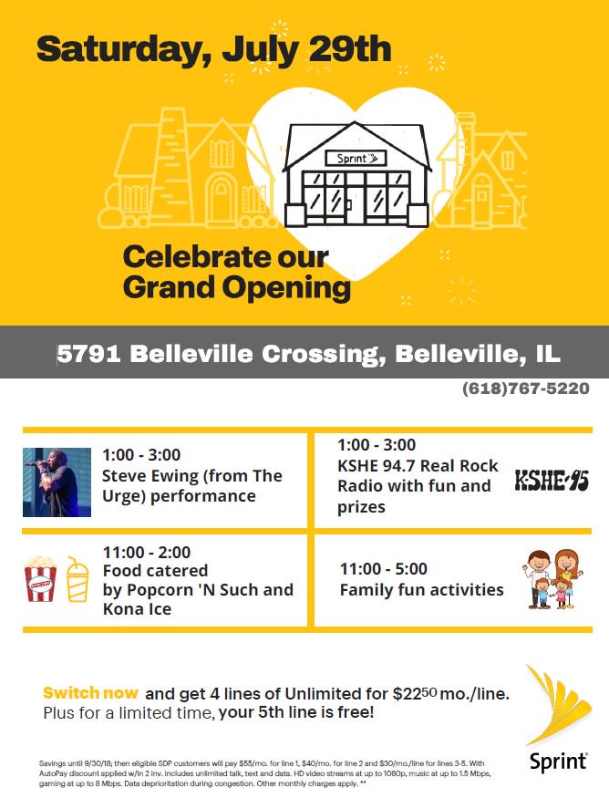 Sprintastic's tweet photo. @steveewing @sgitw0 @tdown14 @KSMOSprint 
Come join us for our GRAND OPENING 5791 Belleville crossing, Belleville IL 62223 https://t.co/gA01K6TVd2