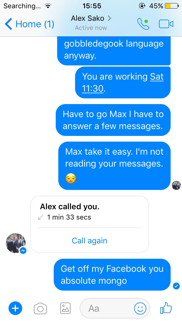 maxheyraud's tweet image. Why is my mam texting me on my own Facebook through texts to Sako hahahaha