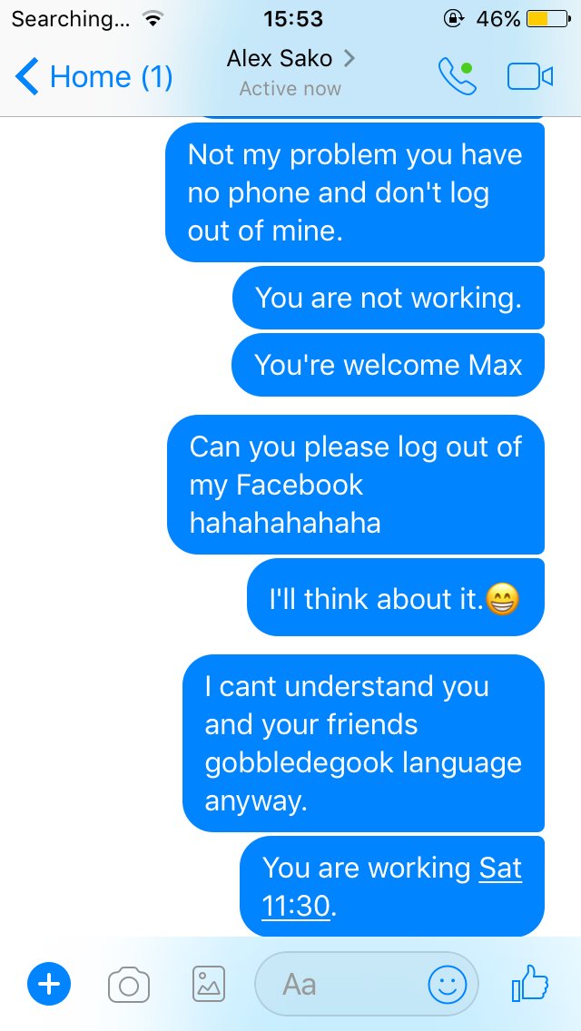 maxheyraud's tweet image. Why is my mam texting me on my own Facebook through texts to Sako hahahaha