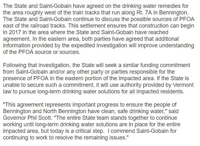 edamon_banner's tweet photo. Breaking: Vermont officials have reached settlement with @saintgobain over PFOA water contamination in Bennington, North Bennington https://t.co/t9cLpiiEtK