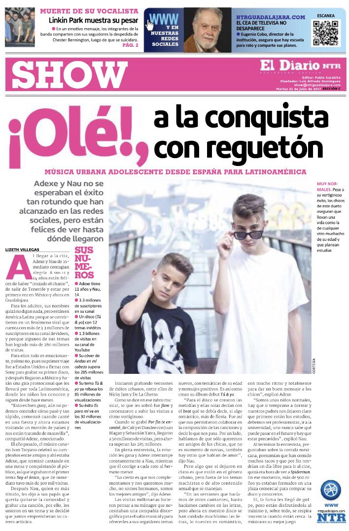 latinopowerla's tweet photo. | SHOW | Música urbana adolescente desde España para Latinoamérica @AdexeYNau | @NTRGuadalajara 🇲🇽. https://t.co/sEDE4ocTe0