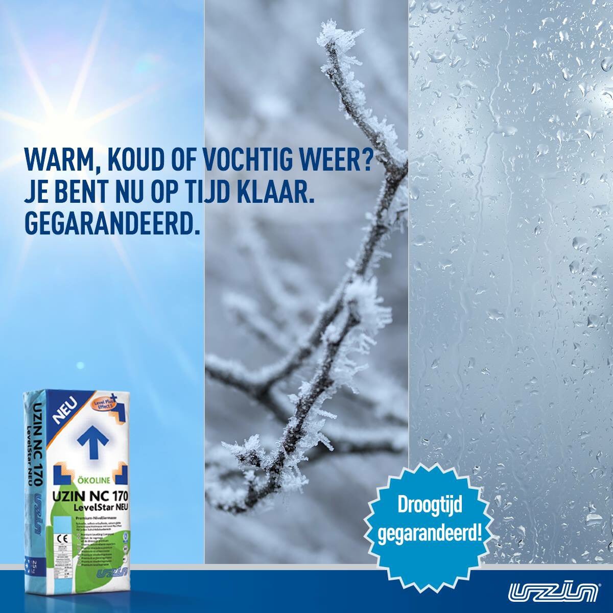Eindelijk! De nieuwe #UZIN NC 170. Deze egalisatie is ook bij slechte omstandigheden altijd op tijd droog. Meer info bit.ly/2up6IpA