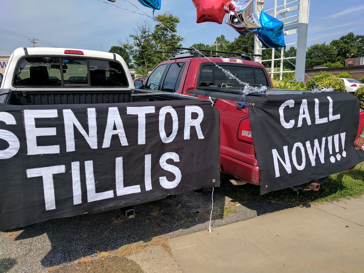 IndivisibleGCo's tweet photo. Happening now in Downtown High Point! The launch of our Mobile Call Center! #Indivisiblehighpoint #tuesdaywithouttillis #votenotillis https://t.co/R9TciQL0wq