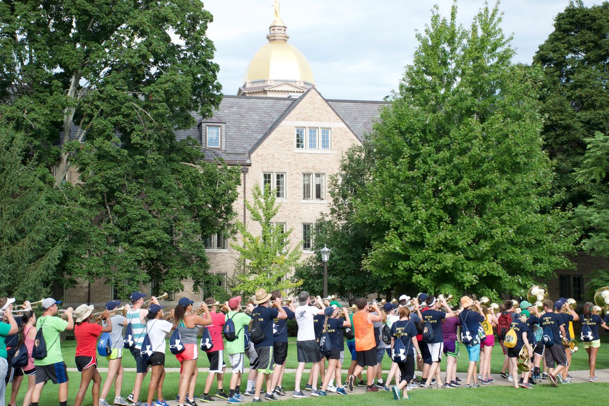NotreDameBand's tweet photo. Mark your calendars! March Out 2017 is set for Thursday, August 17 at 9:15am. Start location is at the Ricci Band Building. Go Irish! ☘️ https://t.co/2XH3ezJY4v