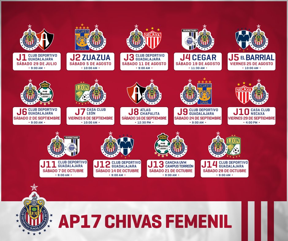 Chivas Femenil on Twitter "Calendario de ChivasFemenil en