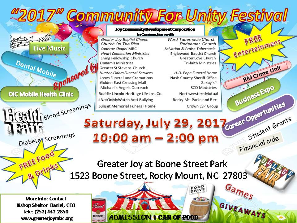 crownLSPgroup's tweet photo. @crownLSPgroup is a proud sponsor of the Joy Community Development Corp Community for Unity Fesitval.  Check out the flyer for more info. https://t.co/Gv1PBX7sKs