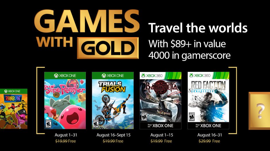 Xbox Live Games with Gold August 2017