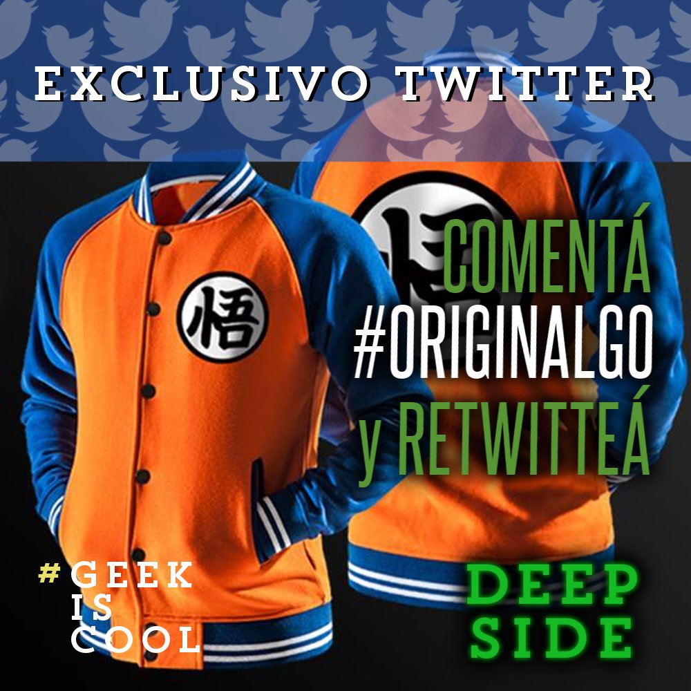 BeSideCyT's tweet photo. ¡SORTEO! Comentá #ORIGINALGO y retwitteá, podés ganarte la campera Goku Original!! Tenés tiempo hasta el domingo 30 de julio. #deepsider https://t.co/6h2bSmmmIE
