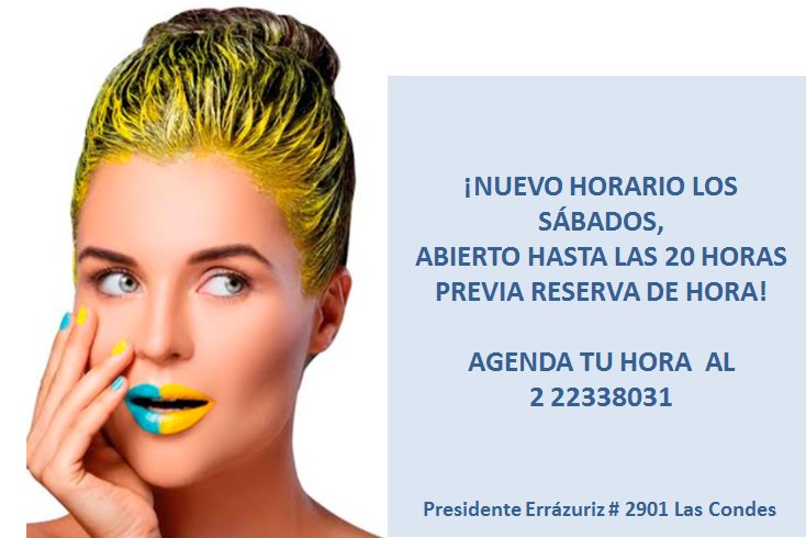 Nuevo horario para días Sábados! Agenda al 2 22338031 @<a href="/DeLasCondesCL/">Las Condes Chile</a>