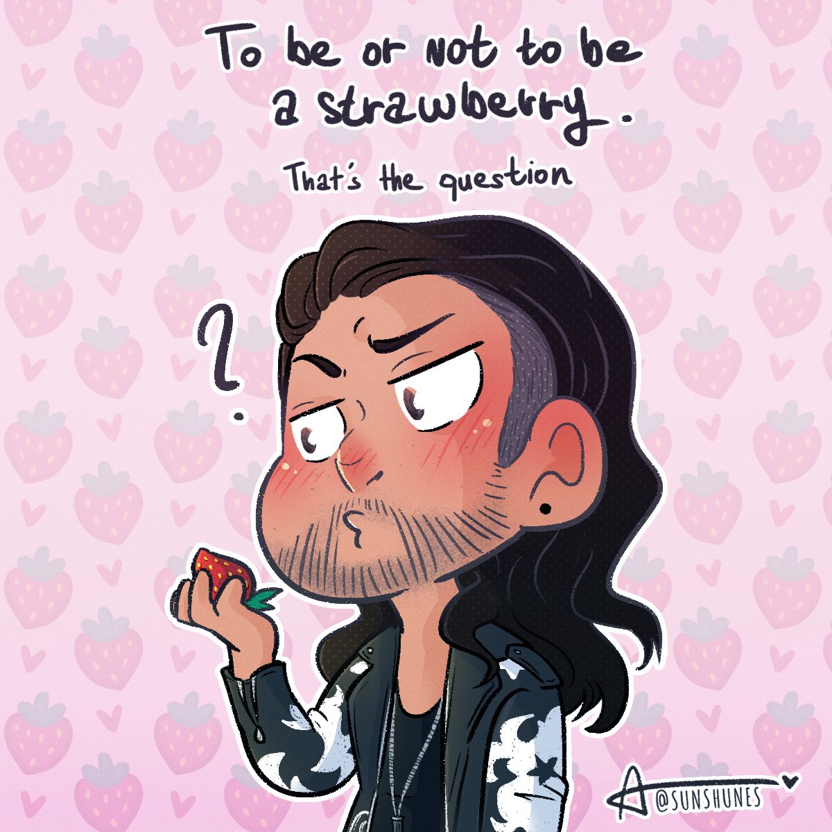Sunshunes's tweet photo. .@JadeHassoune To be or not to be a strawberry? That's the question. ๐๐
#JadeHassoune #StrawberrySquad https://t.co/q5J94JoKl2