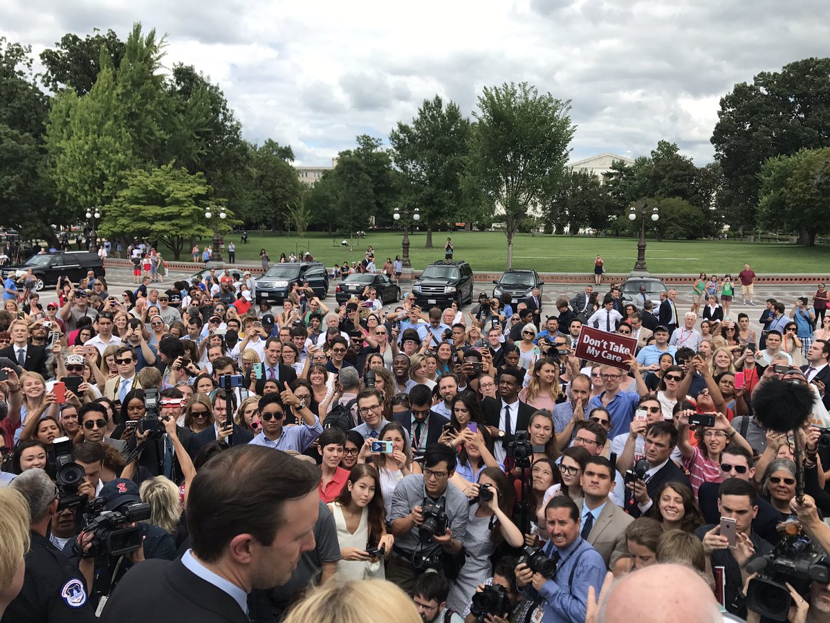 We're here on the Capitol steps fighting back against this immoral vote to repeal Americans' health care.