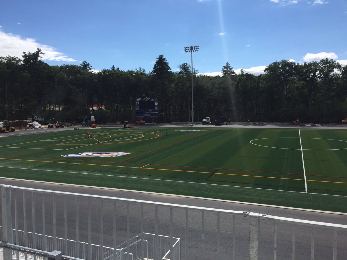 snhupenmen's tweet photo. The asphalt has been laid for the track, the turf is being filled and all the logos are in at Penmen Stadium https://t.co/YD7ooGpwgL