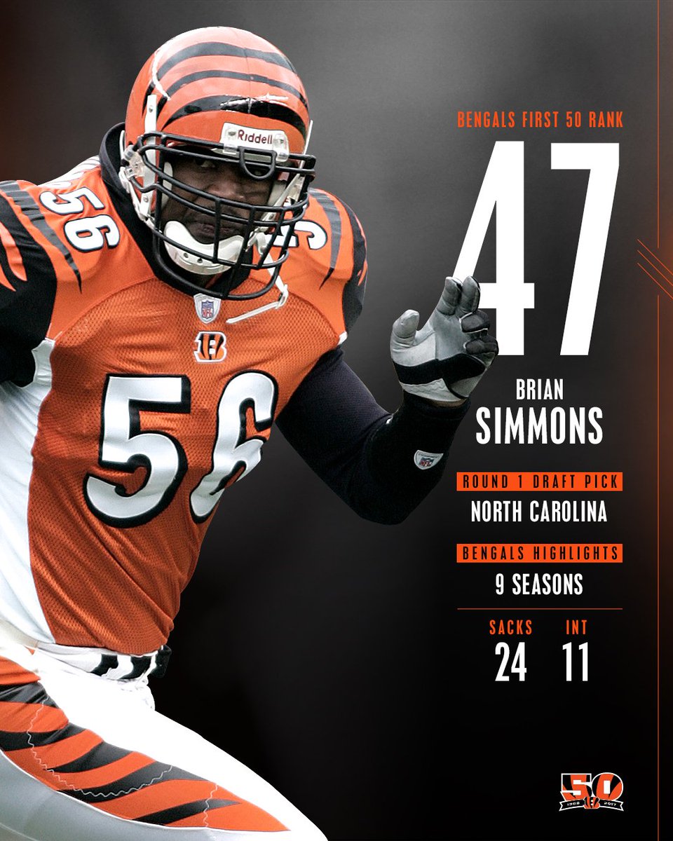 47 days from today: Ravens at Bengals  Number 47 on the #Bengals First 50: Brian Simmons  #Bengals50 https://t.co/iPBnsdvCLK