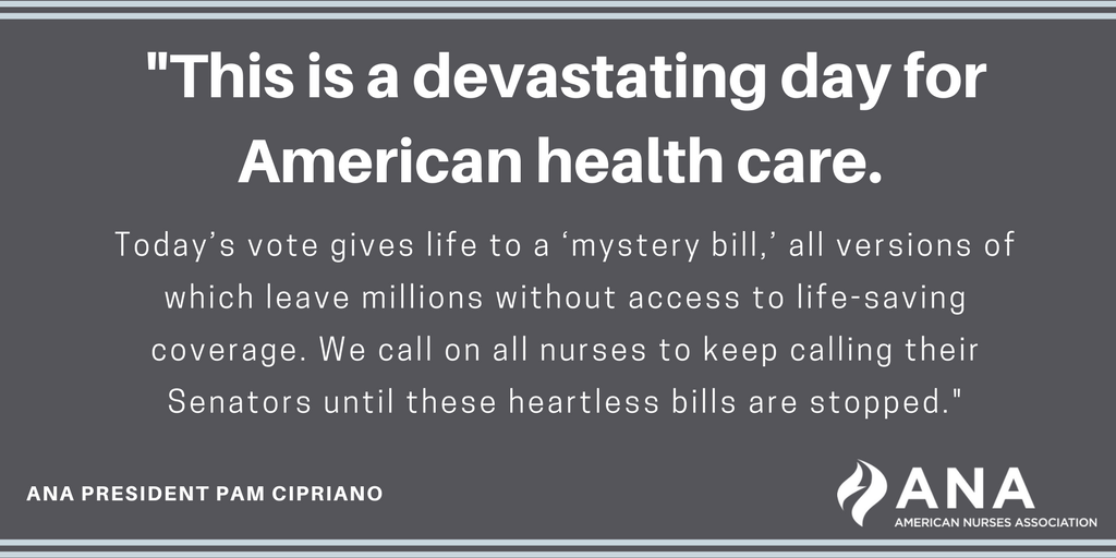 ANAPresident's tweet photo. Debate on ACA repeal has begun. Everyone’s health care is at stake—keep calling #ProtectOurCare #ProtectOurPatients https://t.co/QvTTZ7GRZ9 https://t.co/zvsHRO4fB8