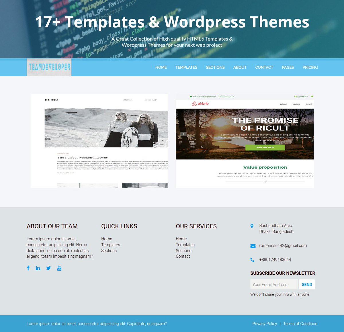 WpDevTeamBD's tweet photo. #_WORDPRESS
We develop this awesome two Templates from PSD to HTML and also convert it WordPress.
Link : https://t.co/jaNLGPEQ24 https://t.co/VxDIhnptfz