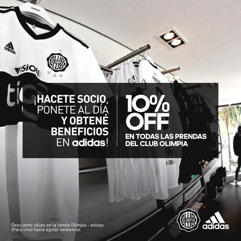 Club Olimpia on Twitter: "En Adidas de Uno, todos los al día 10% de descuento en todas las prendas del Decano! Subite a #ElExpresoDeTodos https://t.co/3Uo7p0lxDe" /
